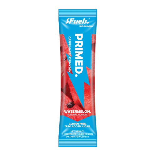 sFuels Primed watermelon drink mix packet on a white background